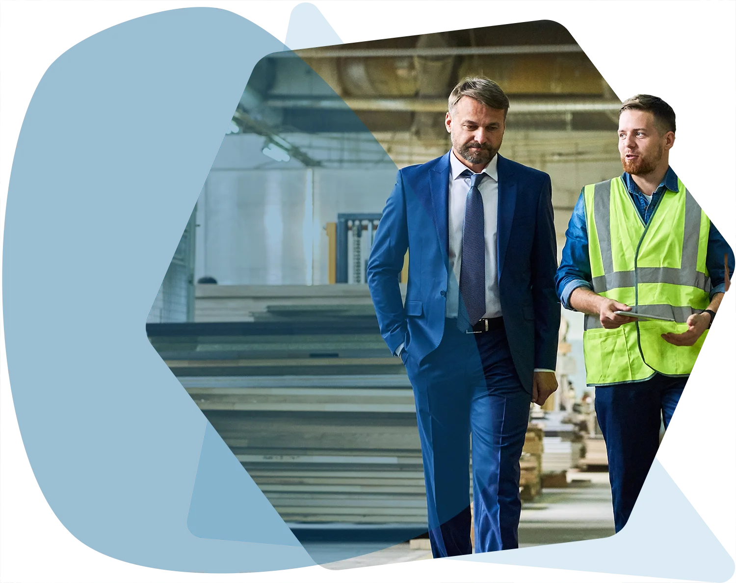 construction company owner talking to his construction manager