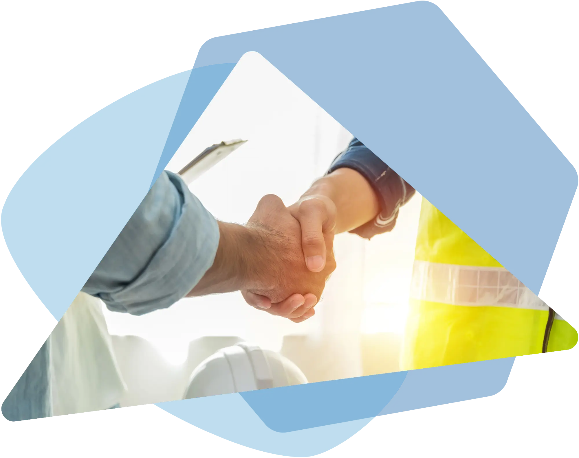 construction workers shaking hands