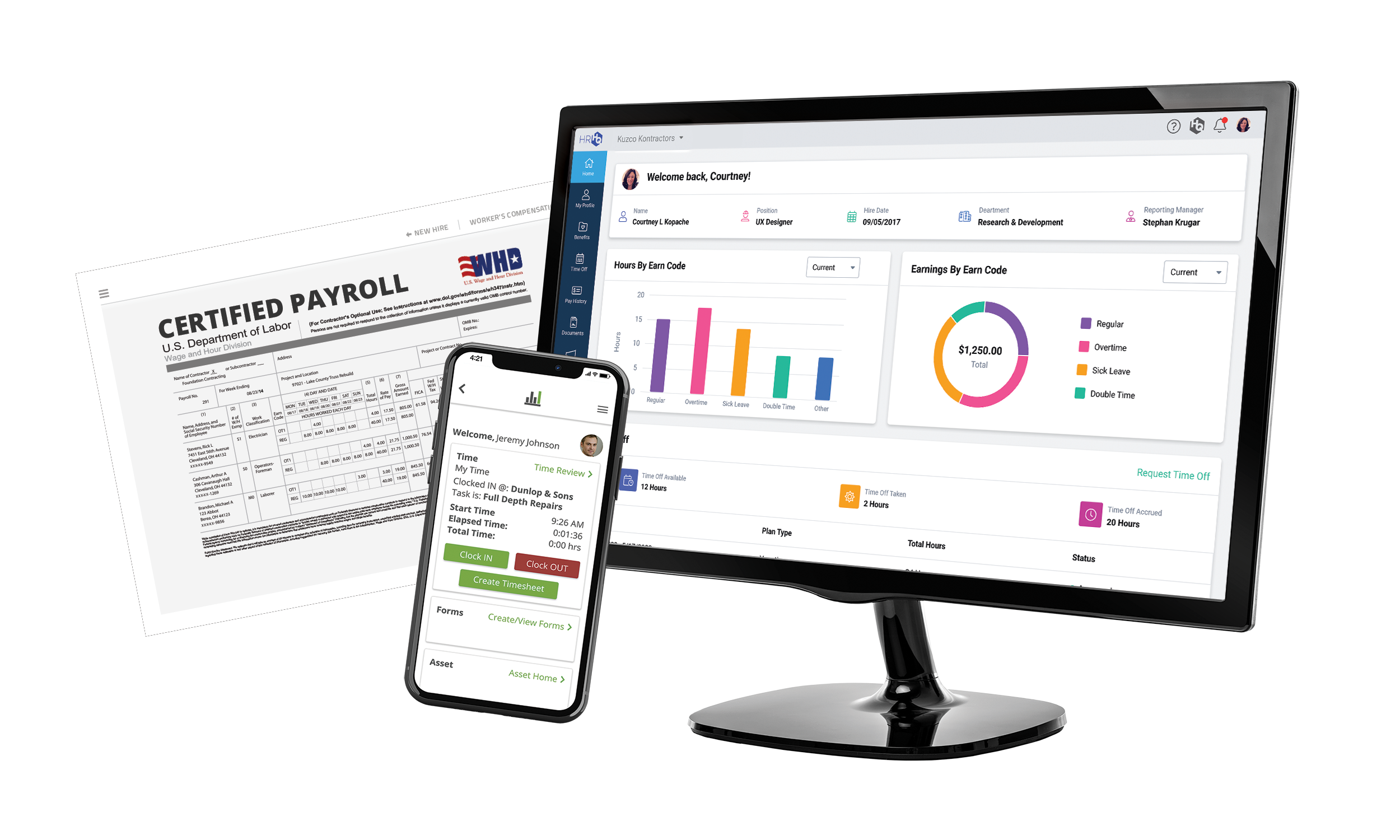 construction software on a computer screen and mobile phone